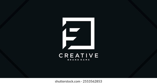 Abstract square initial letter F logo design. Premium Vector