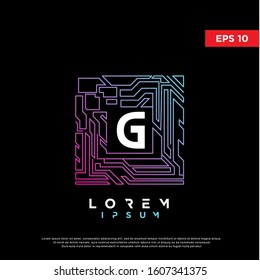 abstract square initial letter g technology logo. modern icon, template design