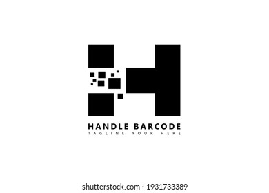 Abstract Square Initial Letter H Logo. With Black Geometric Square Shapes Bar code Style isolated White Background. Usable for Business and Branding Logos. Flat Vector Logo Design Template Element.