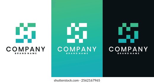 Abstract square initial letter H logo design. Usable for business, technology and building logos