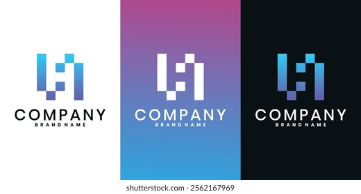 Abstract square initial letter H logo design. Usable for business, technology and building logos