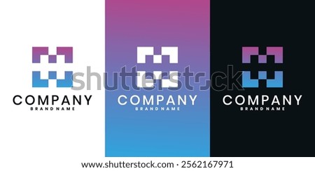Abstract square initial letter H logo design. Usable for business, technology and building logos