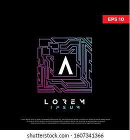 abstract square initial letter a technology logo. modern icon, template design