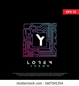 abstract square initial letter y technology logo. modern icon, template design