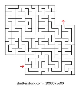 Abstract square isolated labyrinth. Black color on a white background. An interesting and useful game for children and adults. Simple flat vector illustration. With a place for your drawings