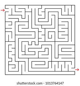 Abstract square isolated labyrinth. Black color on a white background. An interesting and useful game for children and adults. Simple flat vector illustration.