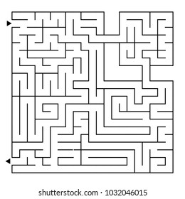 Abstract square isolated labyrinth. Black color on a white background. An interesting game for children and adults. Simple flat vector illustration.