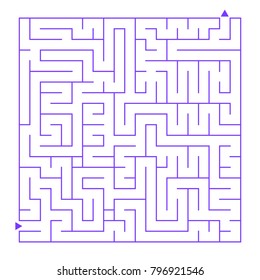 Abstract square isolated labyrinth. Black color on a white background. An interesting and useful game for children and adults. Simple flat vector illustration.