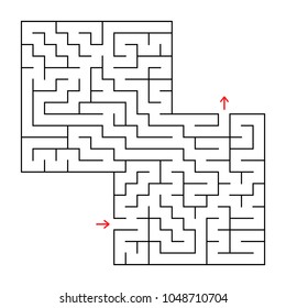 Abstract square isolated maze. Black color. An interesting and useful game for children and adults. Simple flat vector illustration. With a place for your image