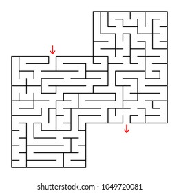 Abstract square isolated maze. Black color. An interesting and useful game for children and adults. Simple flat vector illustration. With a place for your image