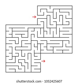 Abstract square isolated maze. Black color. An interesting and useful game for children and adults. Simple flat vector illustration. With a place for your image