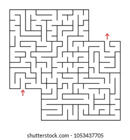 Abstract square isolated maze. Black color. An interesting and useful game for children and adults. Simple flat vector illustration. With a place for your image