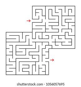 Abstract square isolated maze. Black color. An interesting and useful game for children and adults. Simple flat vector illustration. With a place for your image