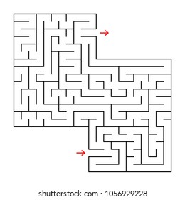 Abstraktes quadratisches, isoliertes Labyrinth. Schwarz. Ein interessantes und nützliches Spiel für Kinder und Erwachsene. Einfache, flache Vektorgrafik. Mit einem Platz für Ihr Bild