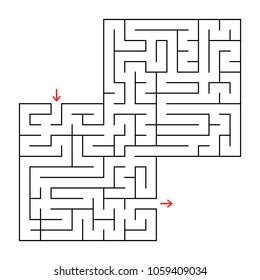 Abstract square isolated maze. Black color. An interesting and useful game for children and adults. Simple flat vector illustration. With a place for your image
