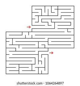 Abstract square isolated maze. Black color. An interesting and useful game for children and adults. Simple flat vector illustration. With a place for your image