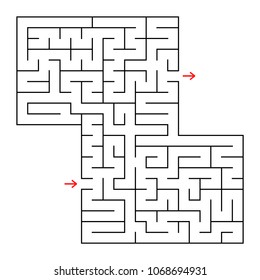 Abstract square isolated maze. Black color. An interesting and useful game for children and adults. Simple flat vector illustration. With a place for your image