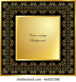 Abstract square lace frame with paper swirls, vector ornamental background