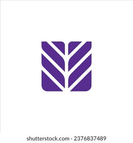 Abstract square leaf geometry logo concept in simple dan modern shape stock illustration