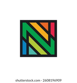 Abstract Square Letter N Logo design vector template isolated on white background