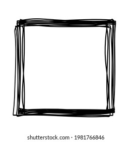 Abstract square as line drawing on white as background. Vector