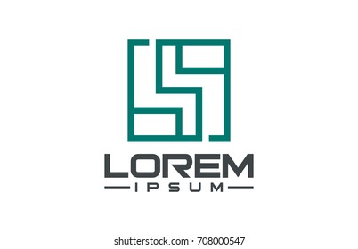 abstract square line flat logo concept