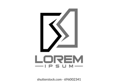 abstract square line letter s logo concept