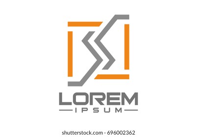 abstract square line letter s logo concept