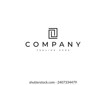 abstract square line logo design