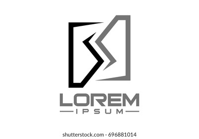 abstract square line logo letter s