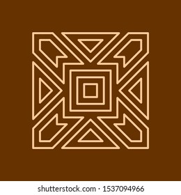 Abstract square line style logo. Tribal theme symbol. Adjustable stroke width.