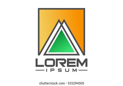 abstract square line with triangle logo concept