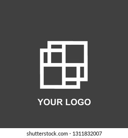abstract square logo. black and white template design