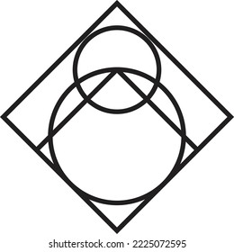 Abstract square logo with circle illustration in trendy and minimal style isolated on background