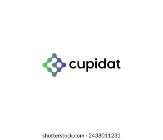 Abstract square logo from colorful dots. Universal energy technology sign. Creative atom molecule liquid symbol. Vector illustration.
