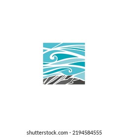 Abstract Square Logo with concept water and rock