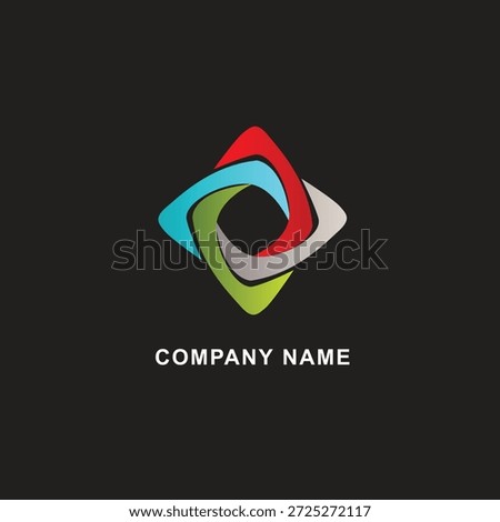 Abstract square logo design, colorful interconnected geometric shape creative business symbol