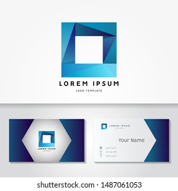 Abstract Square Logo Design Template, shape elements, template logo design, Geometric cube concept, Creativity box, Solid square logo, Simple and professional square logo with business card mockup