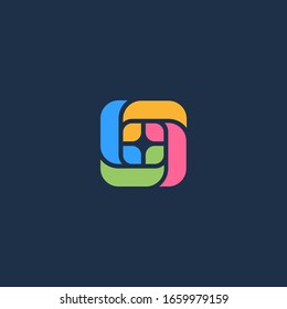 Abstract square logo in four colors.