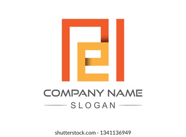 abstract square logo letter e