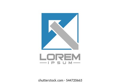 abstract square logo letter r arrow up 