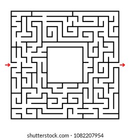Abstract square maze. Developmental game for children. Simple flat vector illustration isolated on white background. With a place for your image