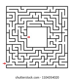 Abstract square maze. Developmental game for children. Simple flat vector illustration isolated on white background. With a place for your image