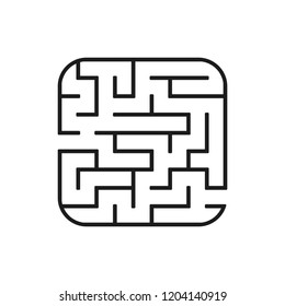 Abstract square maze. Easy level of difficulty. Game for kids. Puzzle for children. One entrances, one exit. Labyrinth conundrum. Flat vector illustration isolated on white background.