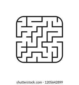 Abstract square maze. Easy level of difficulty. Game for kids. Puzzle for children. One entrances, one exit. Labyrinth conundrum. Flat vector illustration isolated on white background.
