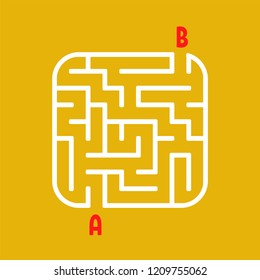 Abstract square maze. Easy level of difficulty. Game for kids. Puzzle for children. One entrances, one exit. Labyrinth conundrum. Flat vector illustration isolated on white background.