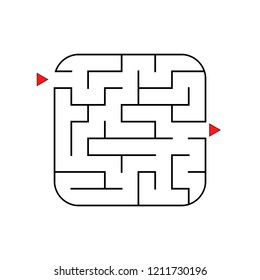 Abstract square maze. Easy level of difficulty. Game for kids. Puzzle for children. One entrances, one exit. Labyrinth conundrum. Flat vector illustration isolated on white background.
