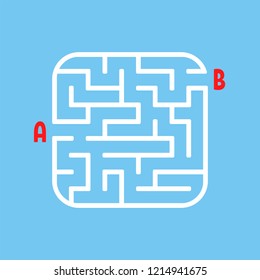 Abstract square maze. Easy level of difficulty. Game for kids. Puzzle for children. One entrances, one exit. Labyrinth conundrum. Flat vector illustration isolated on white background.