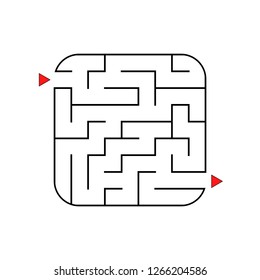 Abstract square maze. Easy level of difficulty. Game for kids. Puzzle for children. One entrances, one exit. Labyrinth conundrum. Flat vector illustration isolated on white background.