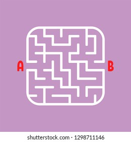 Abstract square maze. Easy level of difficulty. Game for kids. Puzzle for children. One entrances, one exit. Labyrinth conundrum. Flat vector illustration isolated on white background.